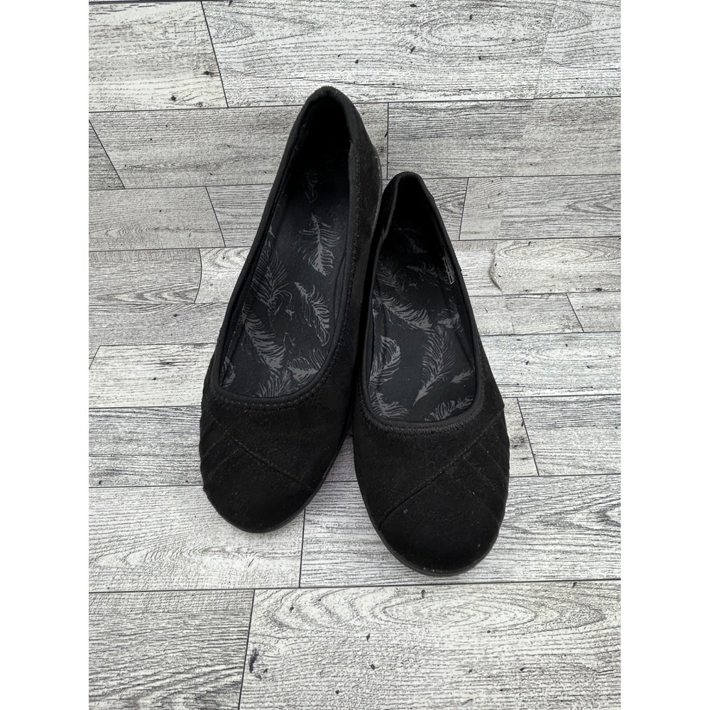 Skechers Relaxed Fit 49881 Black Textile Slip On Wedge Flats Women Sz 7.5